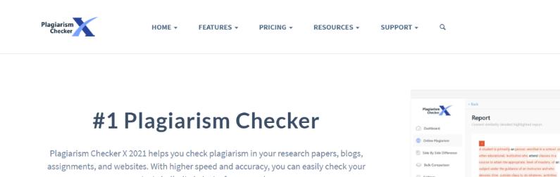 Plagiarism checker x: Plagiarism checker