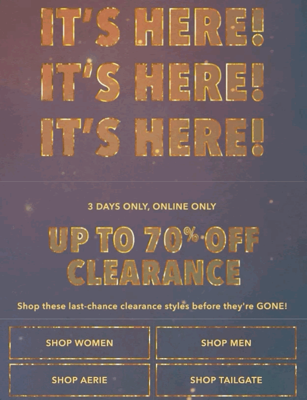 A clearance sale example