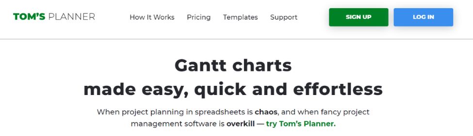 Tom's planner: Gantt Chart Software