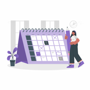 A lady creating an editorial calendar