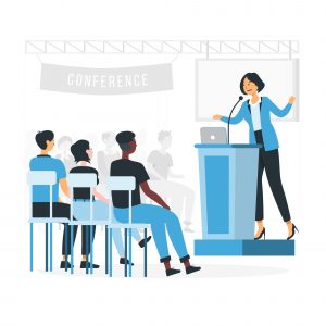 A business conference being hosted by a lady
