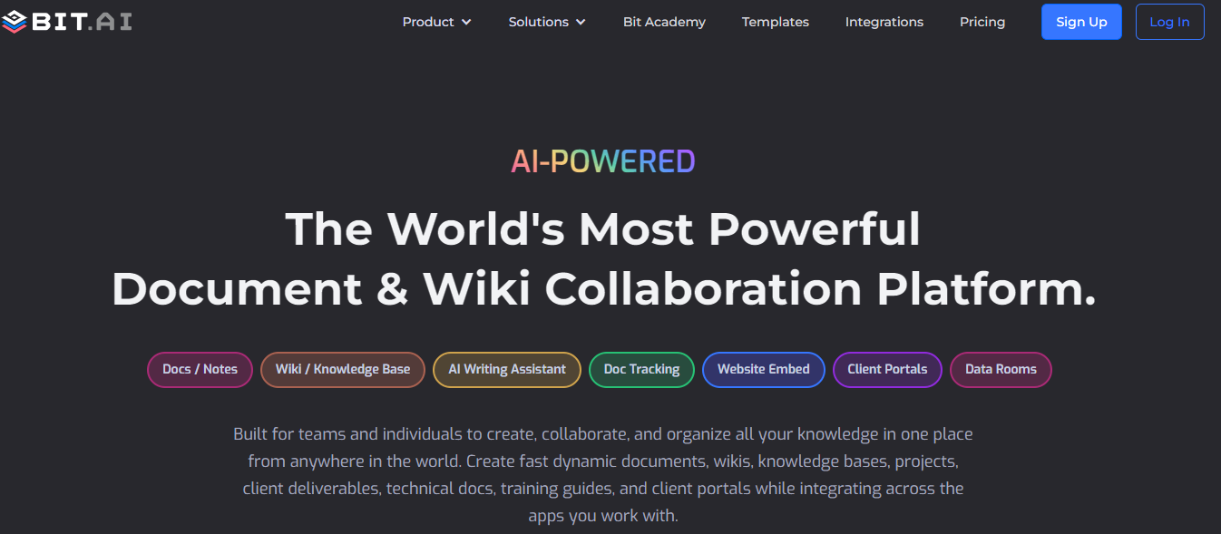 Bit.ai, a document and wiki collaboration platform