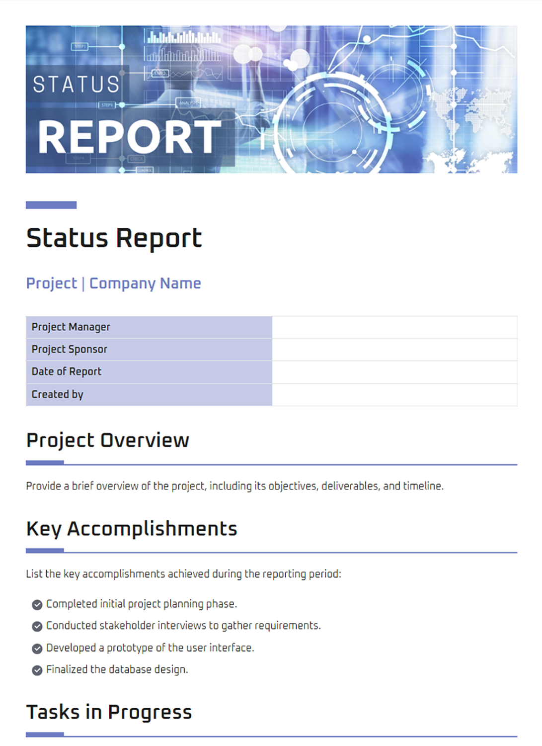 Status Report Template