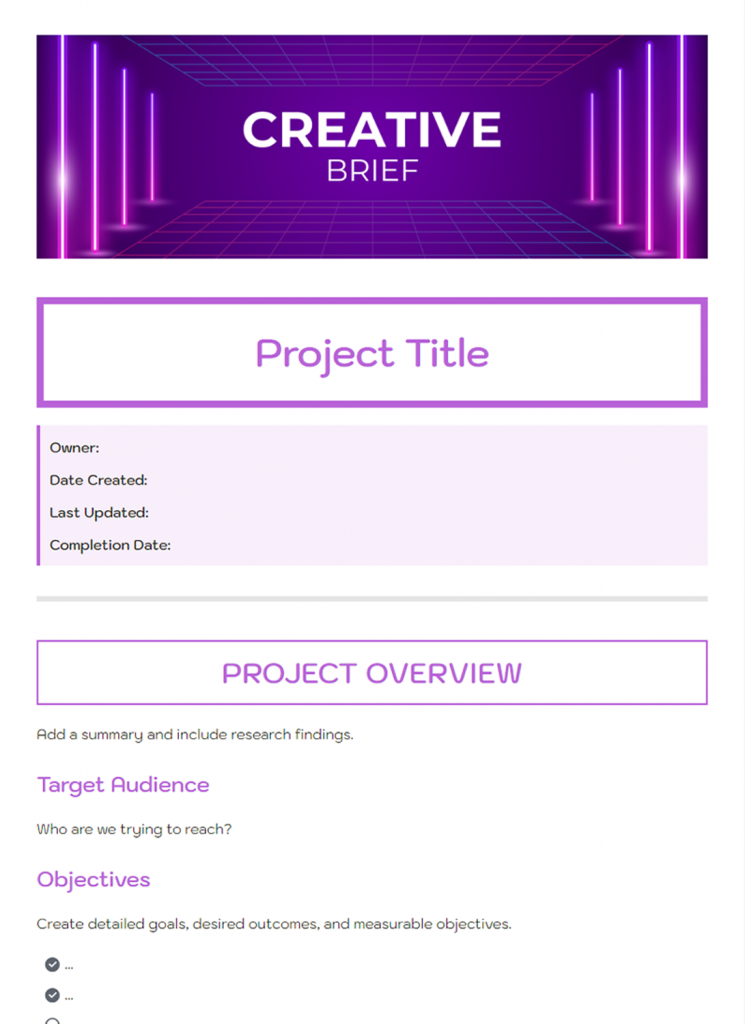 creative brief template