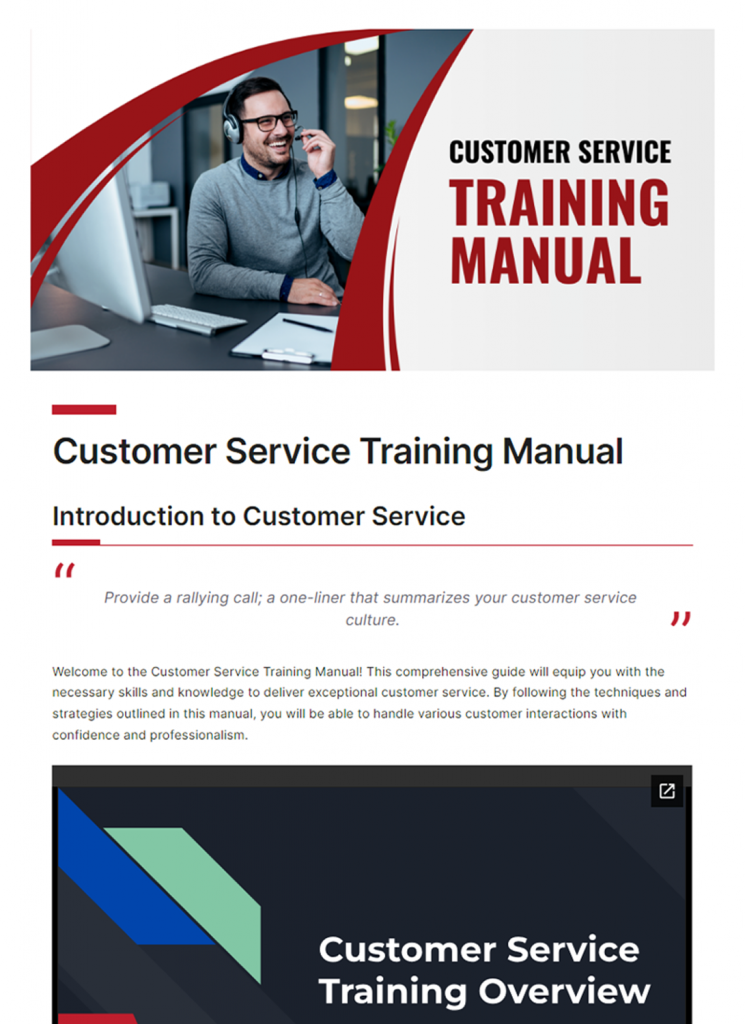 Customer Service Training Manual