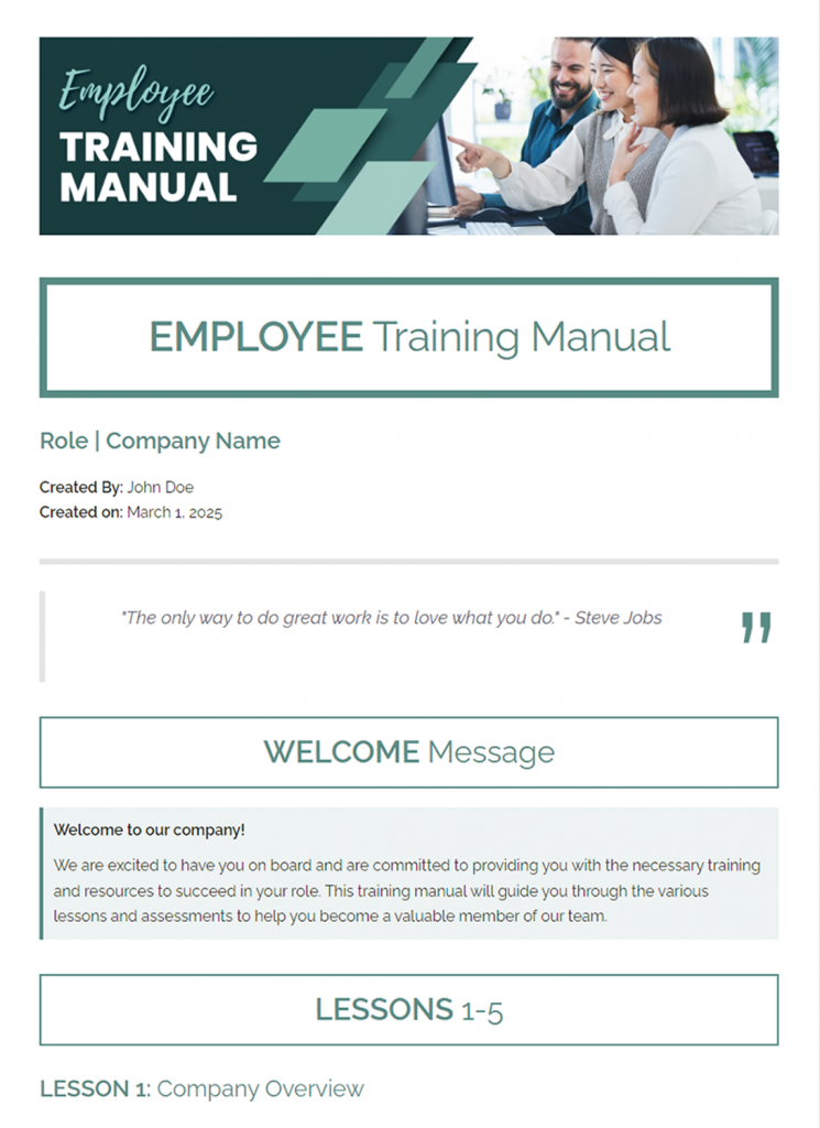Employee Training Manual