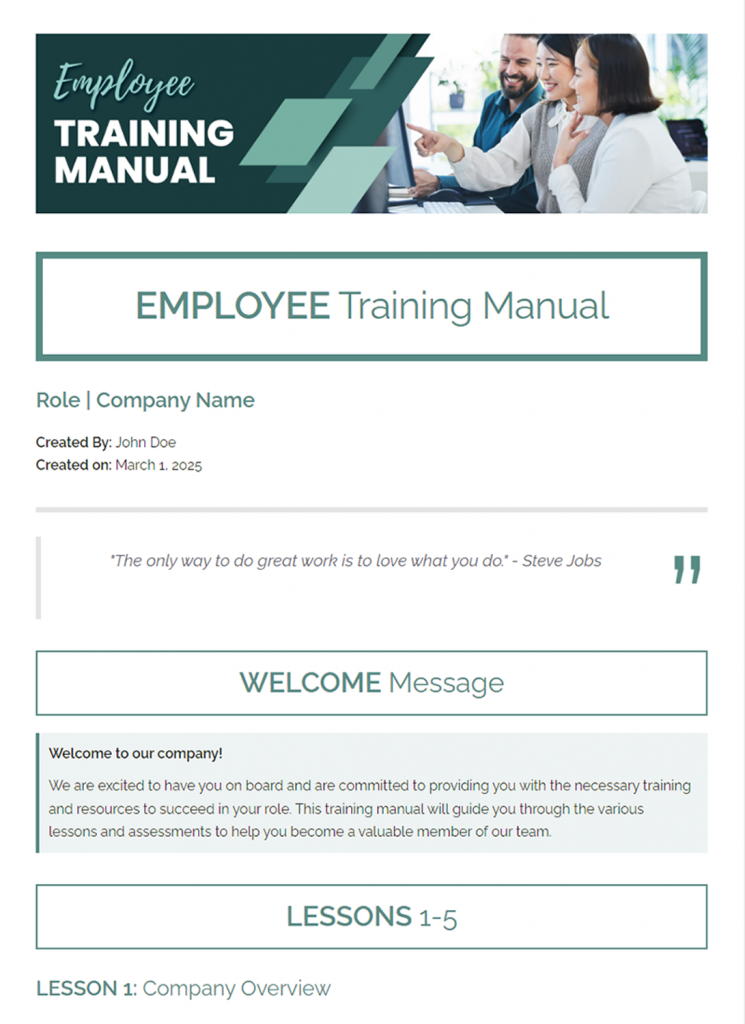 Employee training Manual