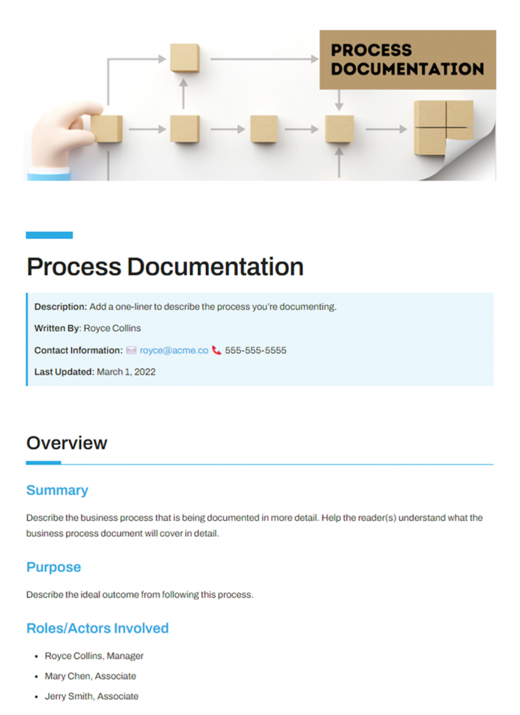 process documentation template