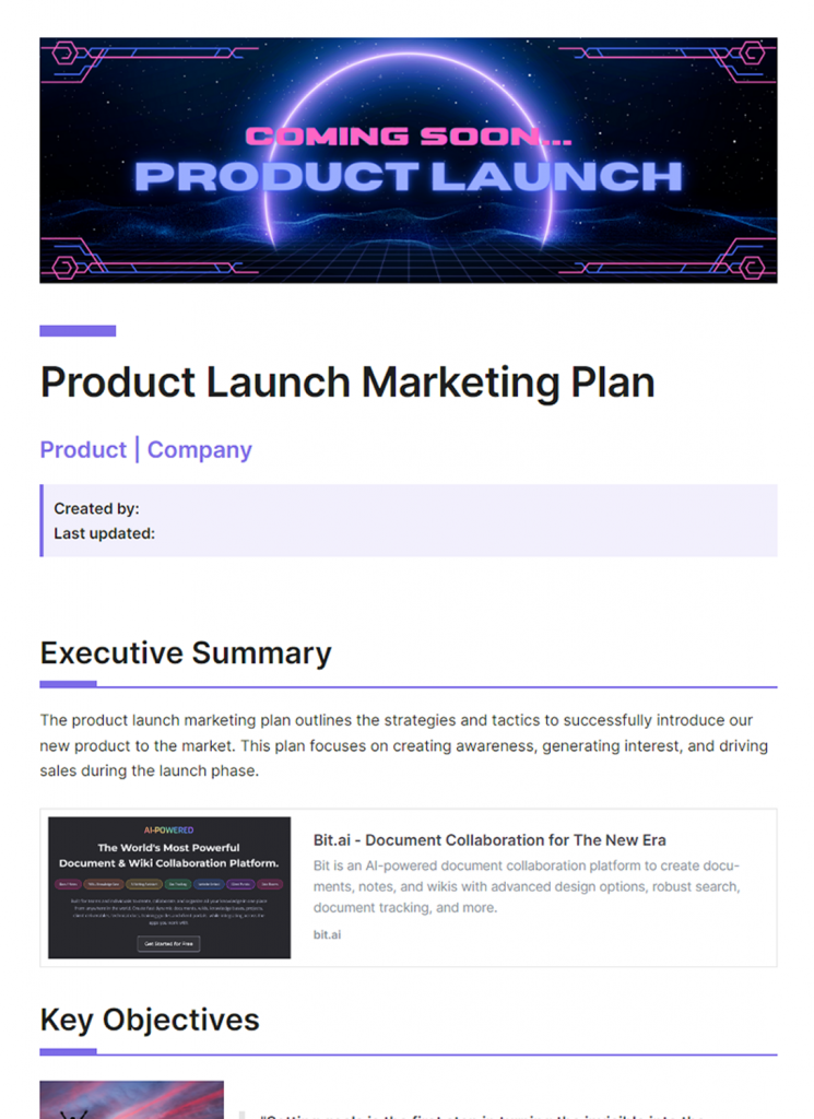 product launch marketing plan template