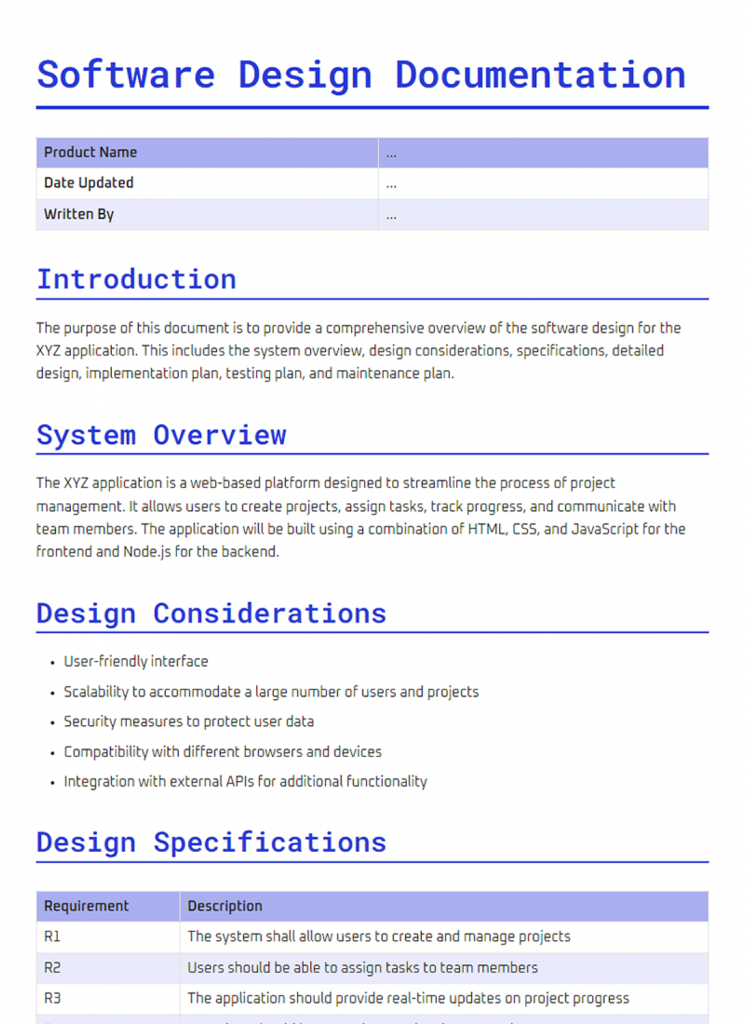 Software Design Documentation