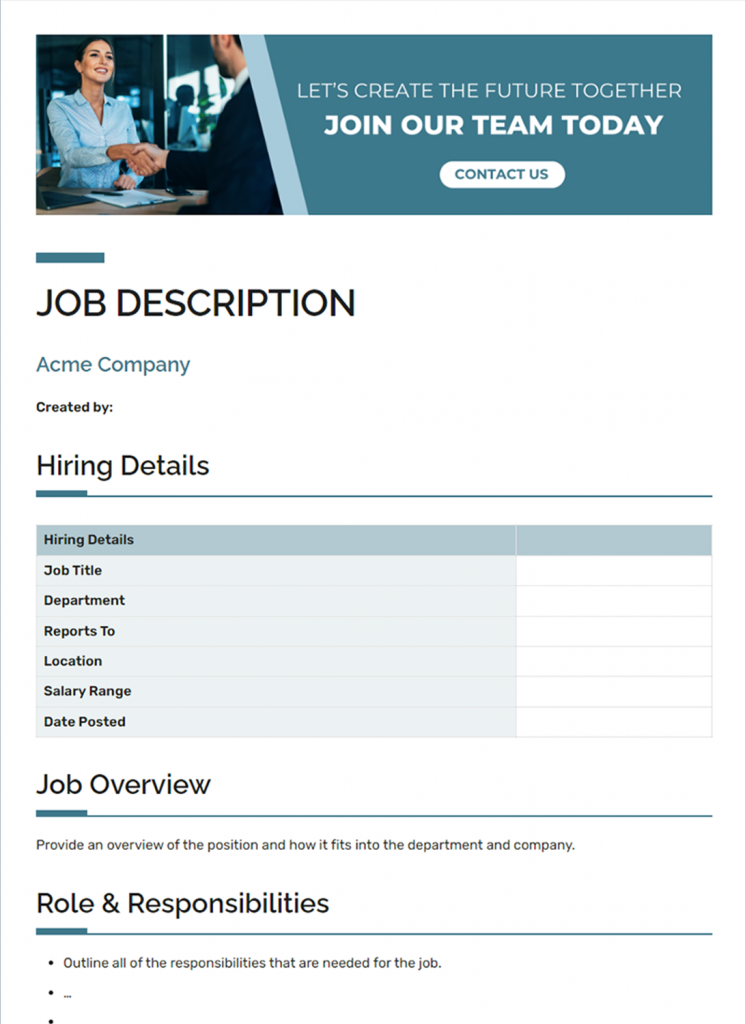 Job Descriptions