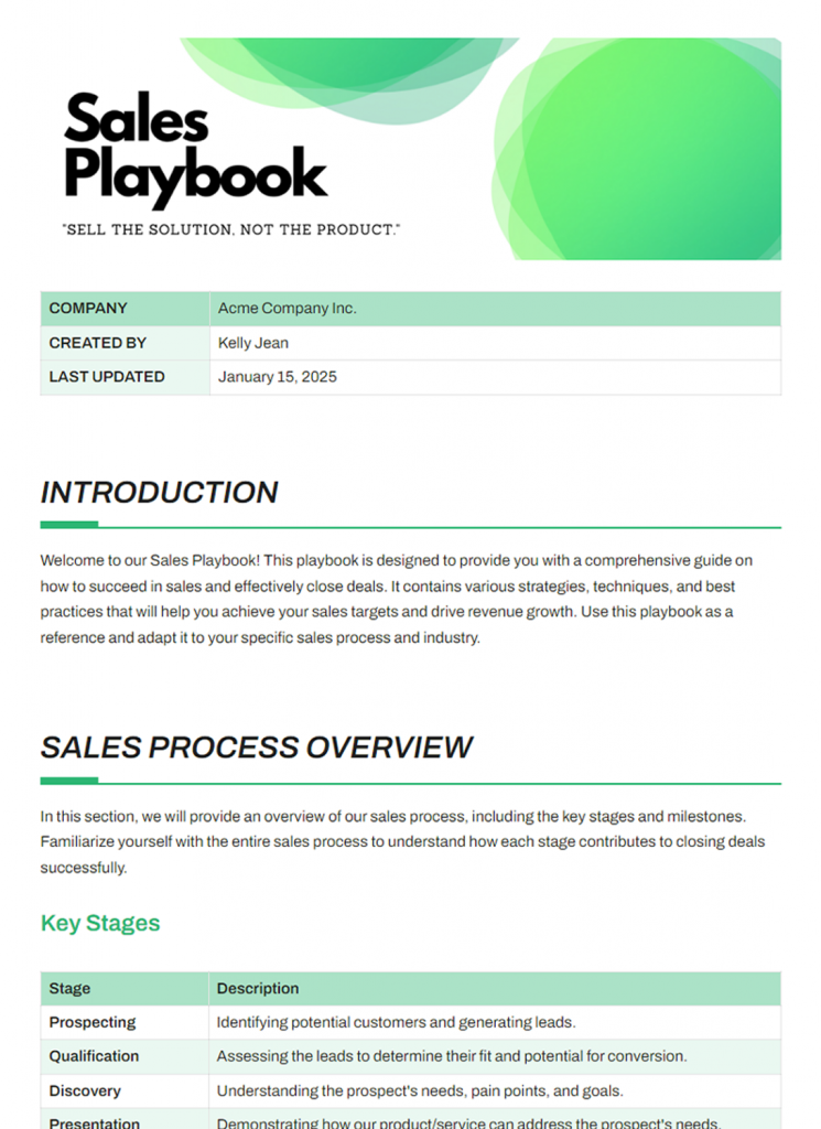 Sales Playbook