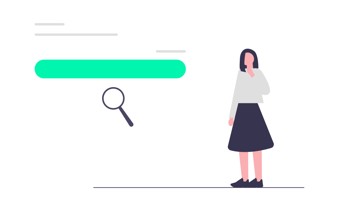 A standing girl looking for SEO improvements in blog post