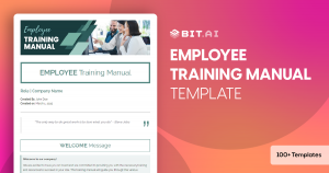 A structured employee training manual template showcasing guidelines for staff development and training processes.