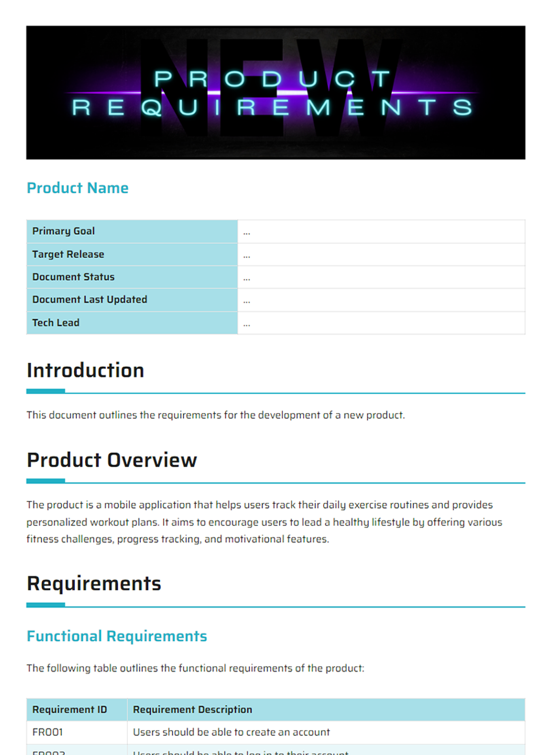 Project Requirements Document Template