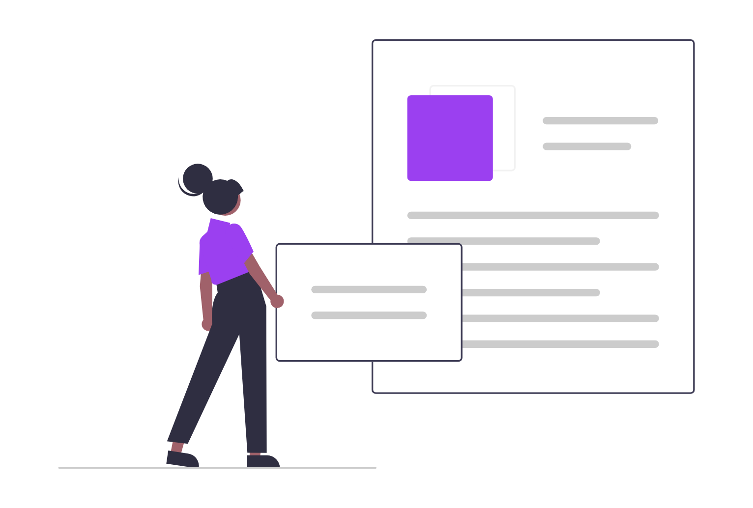 A person presents a document with a bold purple background, drawing attention to the importance of content planning.