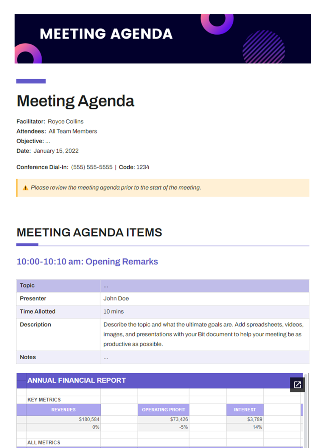 Meeting Agenda Template