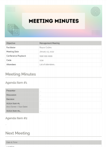 meeting minutes template