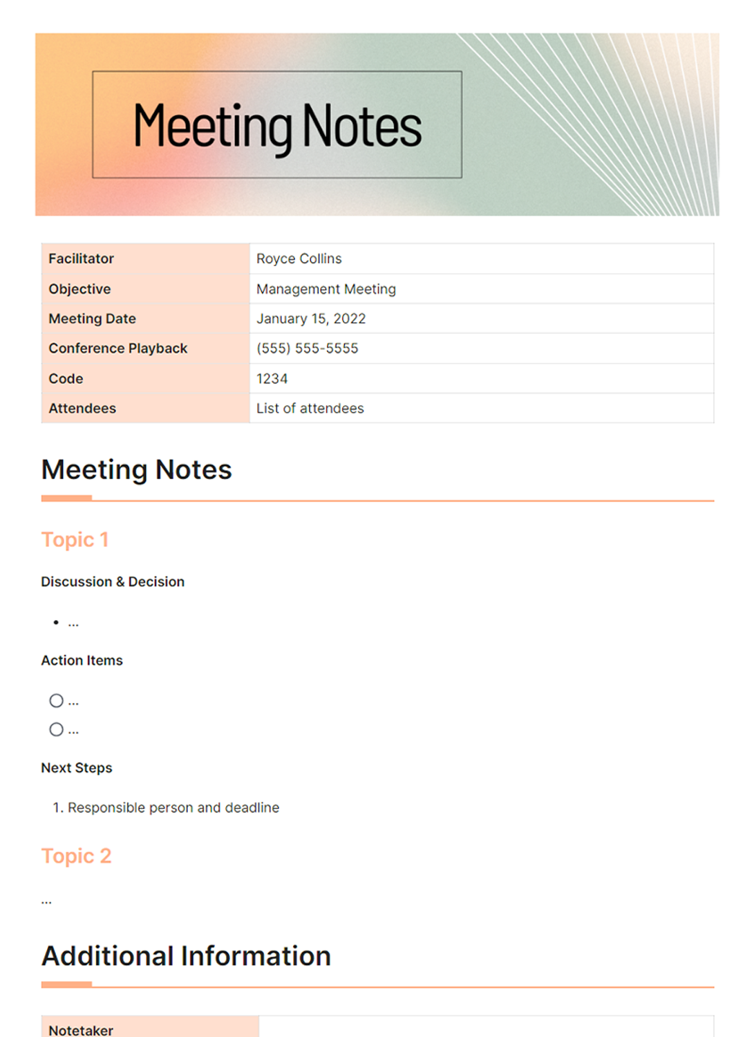 Meeting notes Template