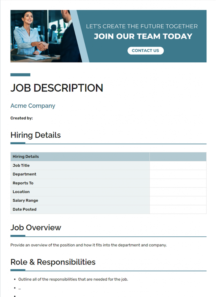Job Description Template- Bit.ai