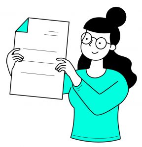 A women reading formal letter