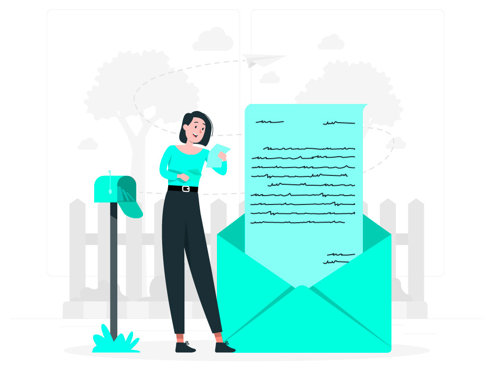 A women sending out a formal letter to his clients