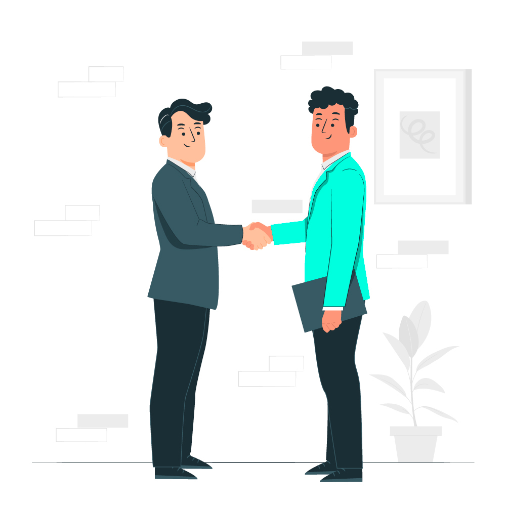 A man greeting a client