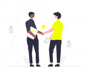 Two person shaking hands for a future deal