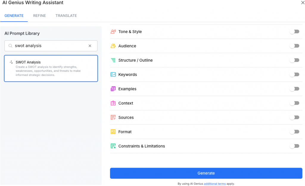 SWOT Analysis AI Prompt