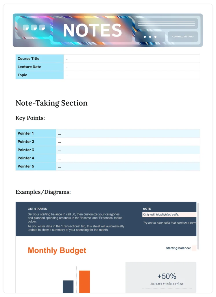 note taking template