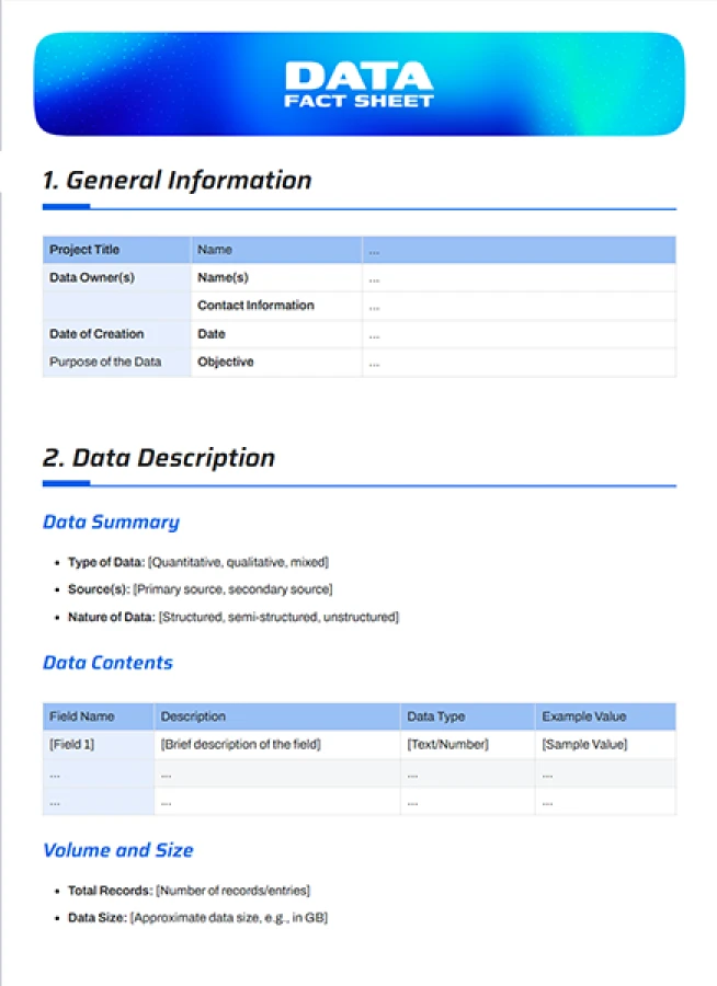 data fact sheet template