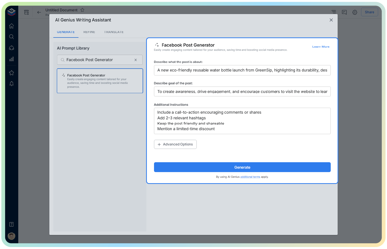 facebook post generator