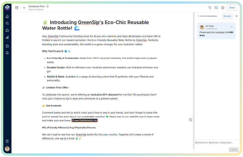 save, organize and collaborate with facebook post generator