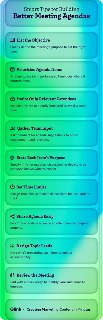 tips for building better meeting agendas