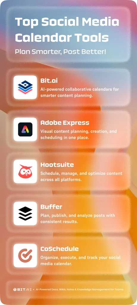 top social media calendar tools- infographic