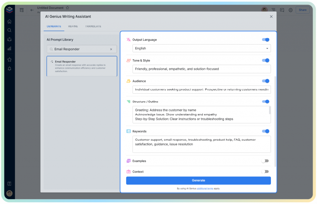 review and adjust your content in email responder