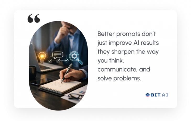 a person showing Importance of giving good AI prompts