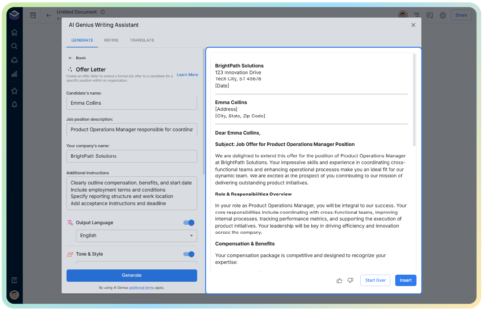 review the offer letter inside bit