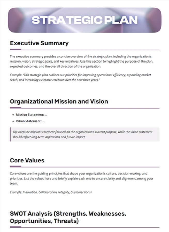 strategic plan template