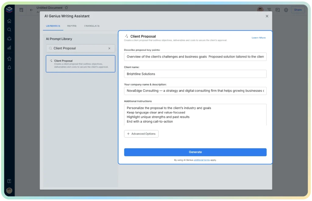 Fill out the quick form with your details in bit.ai
