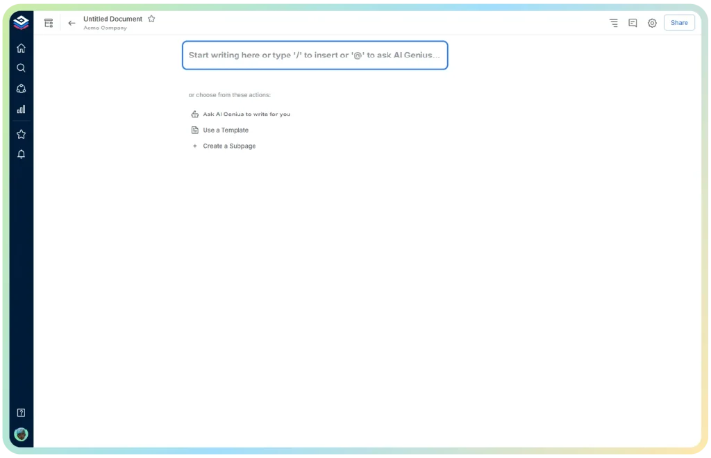 Open a new document in Bit.ai.